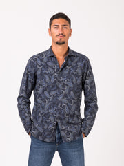 TINTORIA MATTEI 954 - Camicia cotone paisley blu