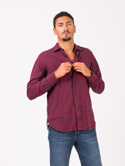 TINTORIA MATTEI 954 - Camicia cotone quadretti rosso / blu