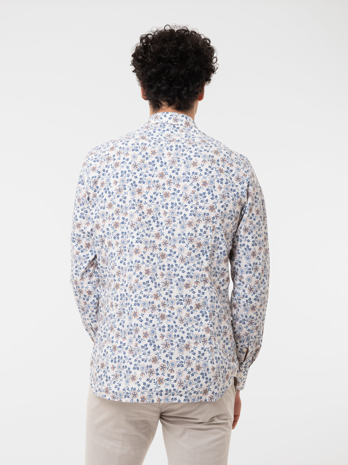 Camicia fantasia floreale bianca/blu