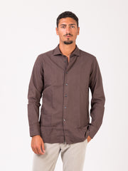 TINTORIA MATTEI 954 - Camicia in cotone organico marrone