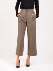 TRUE NYC - Pantaloni pied de poule camel / black