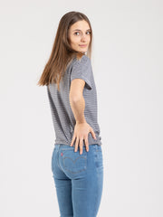 TRUE NYC - T-shirt a righe bianco / blu