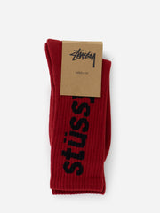 STUSSY - Helvetica Crew Socks chili / black