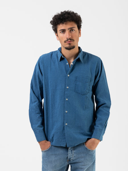 Camicia Humber seersucker indigo