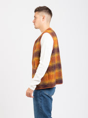 UNIVERSAL WORKS - Gilet in panno gold / claret