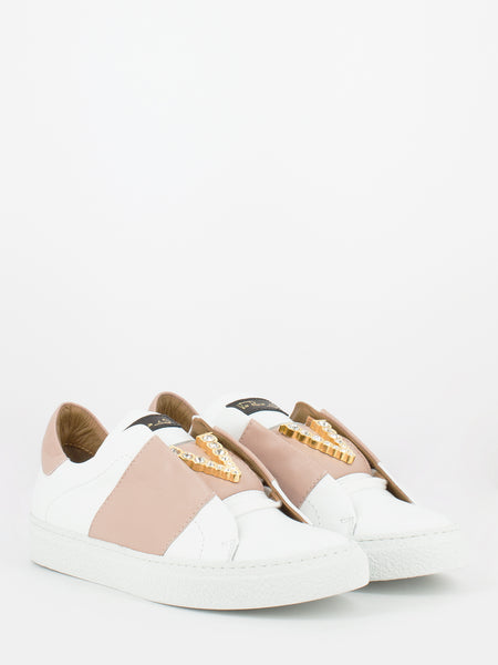 Sneakers Saint Barth con V con strass bianco / phard