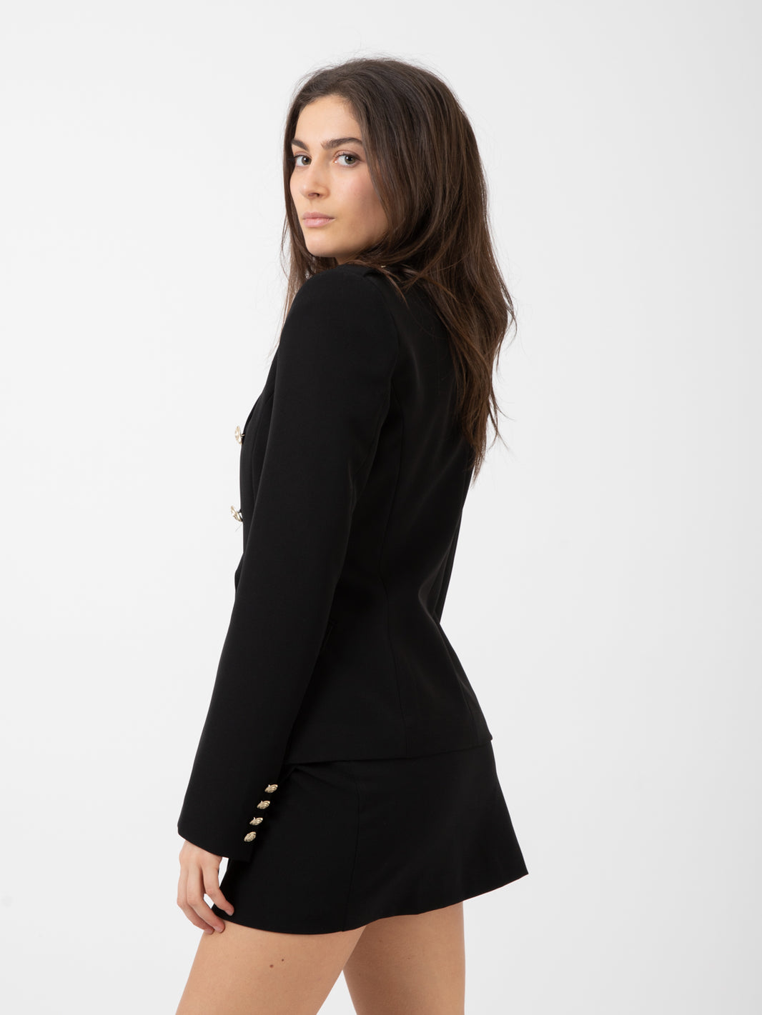 Blazer corto doppiopetto nero