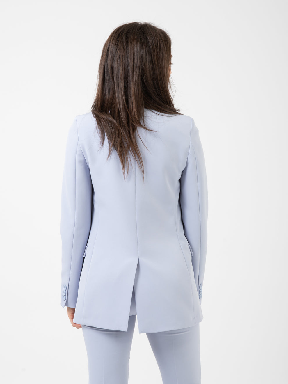 Blazer lungo monopetto azzurro polvere