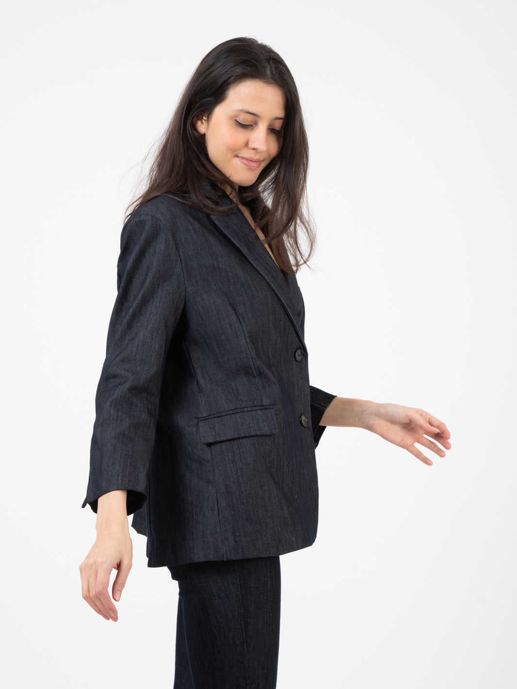 Blazer monopetto blu denim