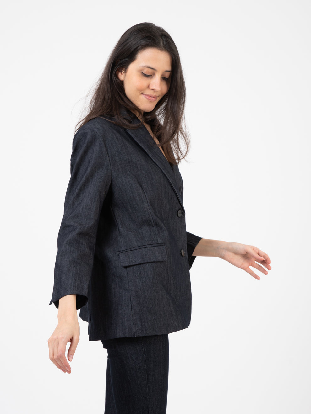 Blazer monopetto blu denim