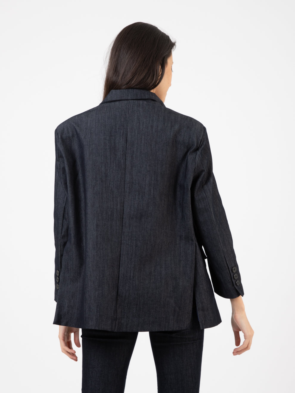 Blazer monopetto blu denim
