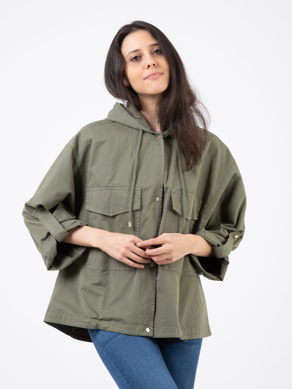 Vicolo Giacca Militare Giacca Con Foulard Vicolo TD0470 Militare