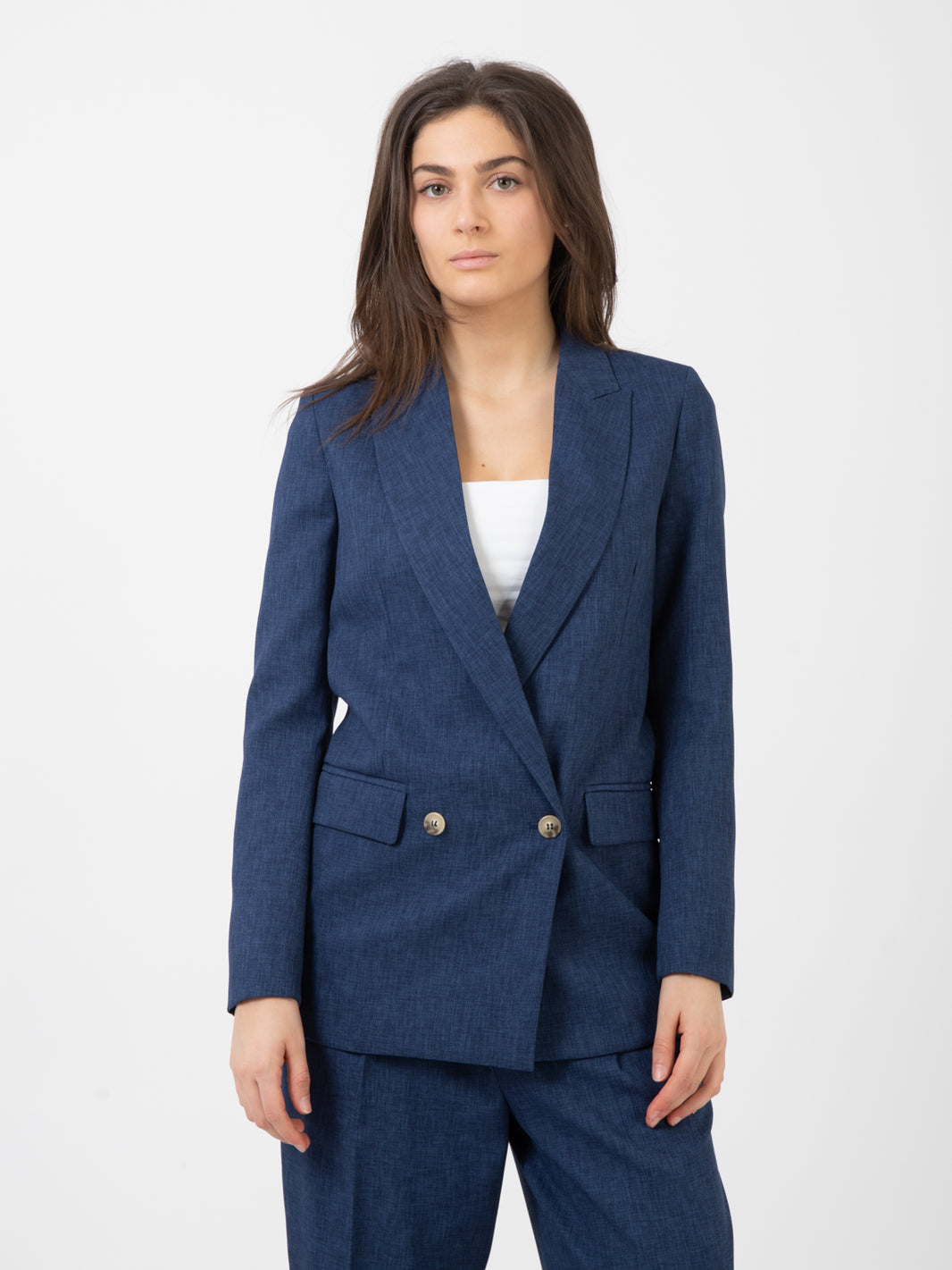 Giacca lunga doppiopetto blu