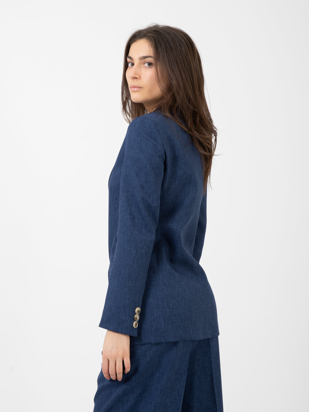 Giacca lunga doppiopetto blu