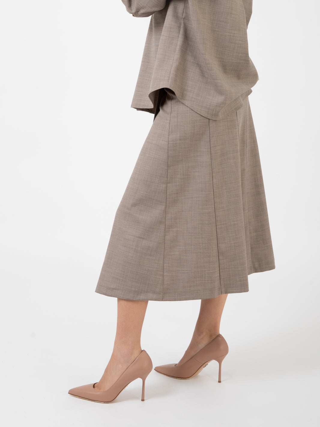 Dove Gray Wrap Midi Skirt