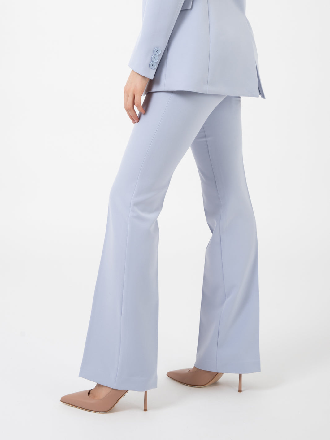 Pantaloni a zampa azzurro polvere