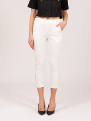 VICOLO - Pantaloni bianchi con bande laterali satinate