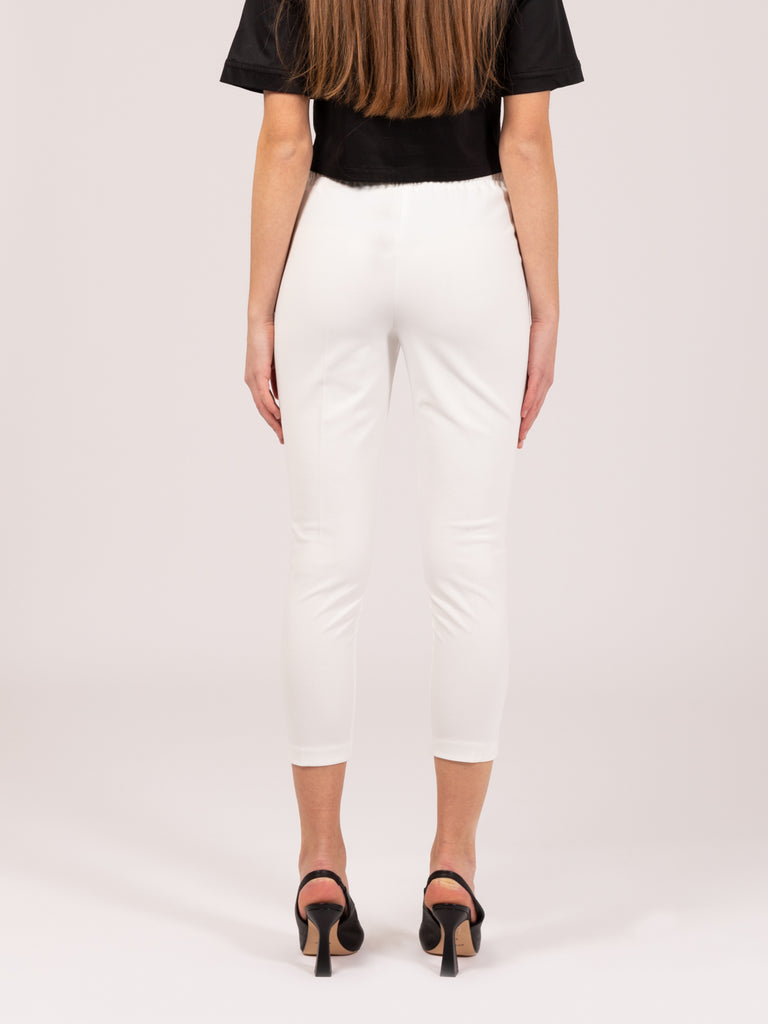 VICOLO - Pantaloni bianchi con bande laterali satinate