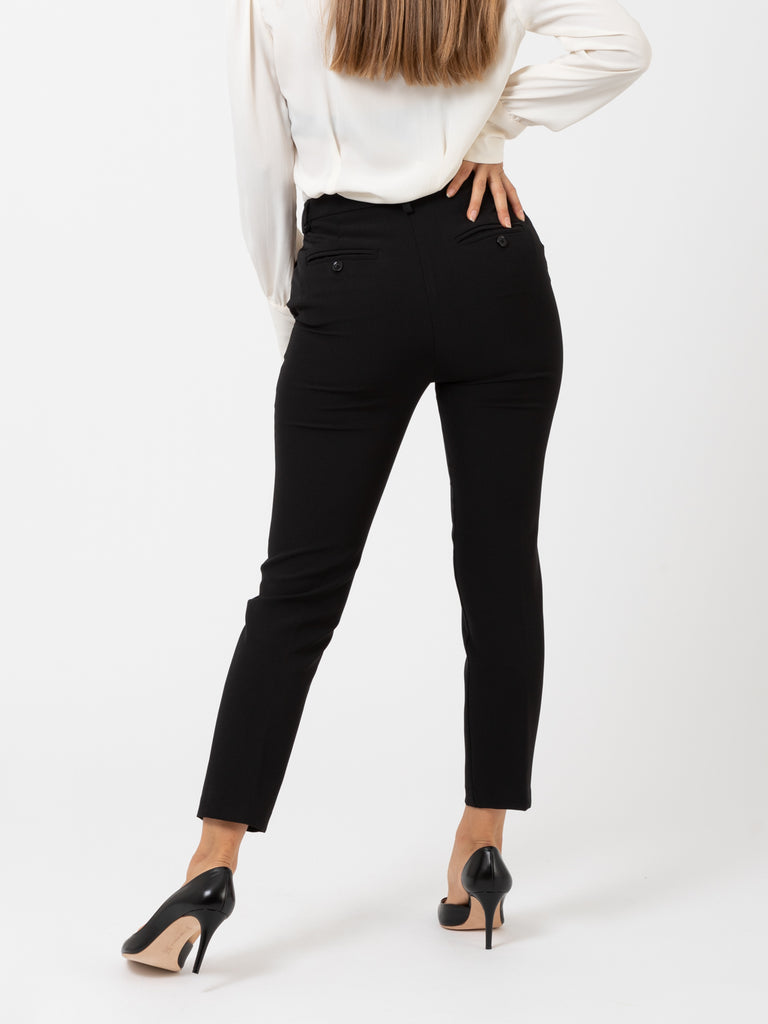 VICOLO - Pantaloni eleganti neri a sigaretta con piega