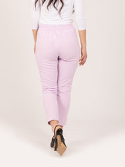 VICOLO - Pantaloni lilla con bande laterali satinate