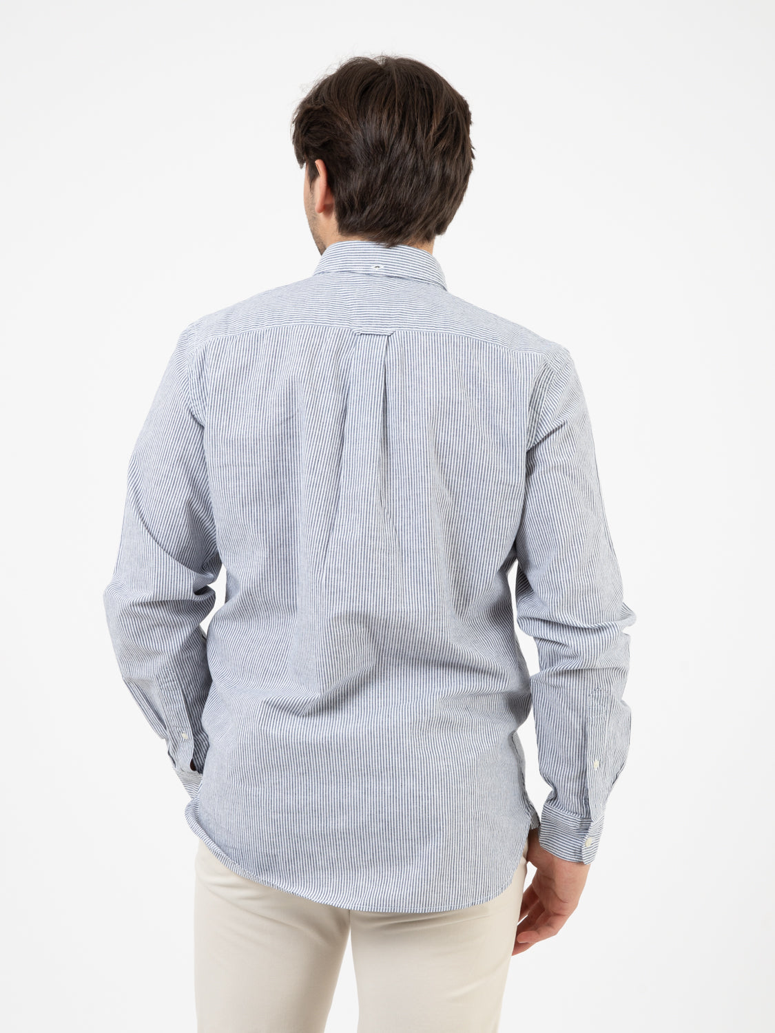 Camicia in misto lino blue stripe