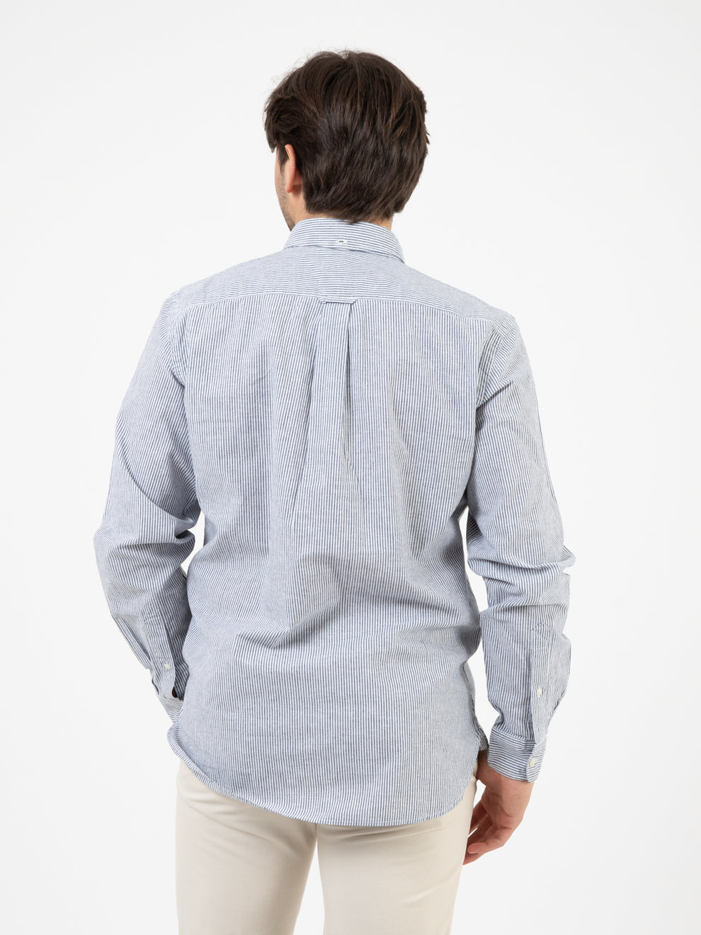 Camicia in misto lino blue stripe