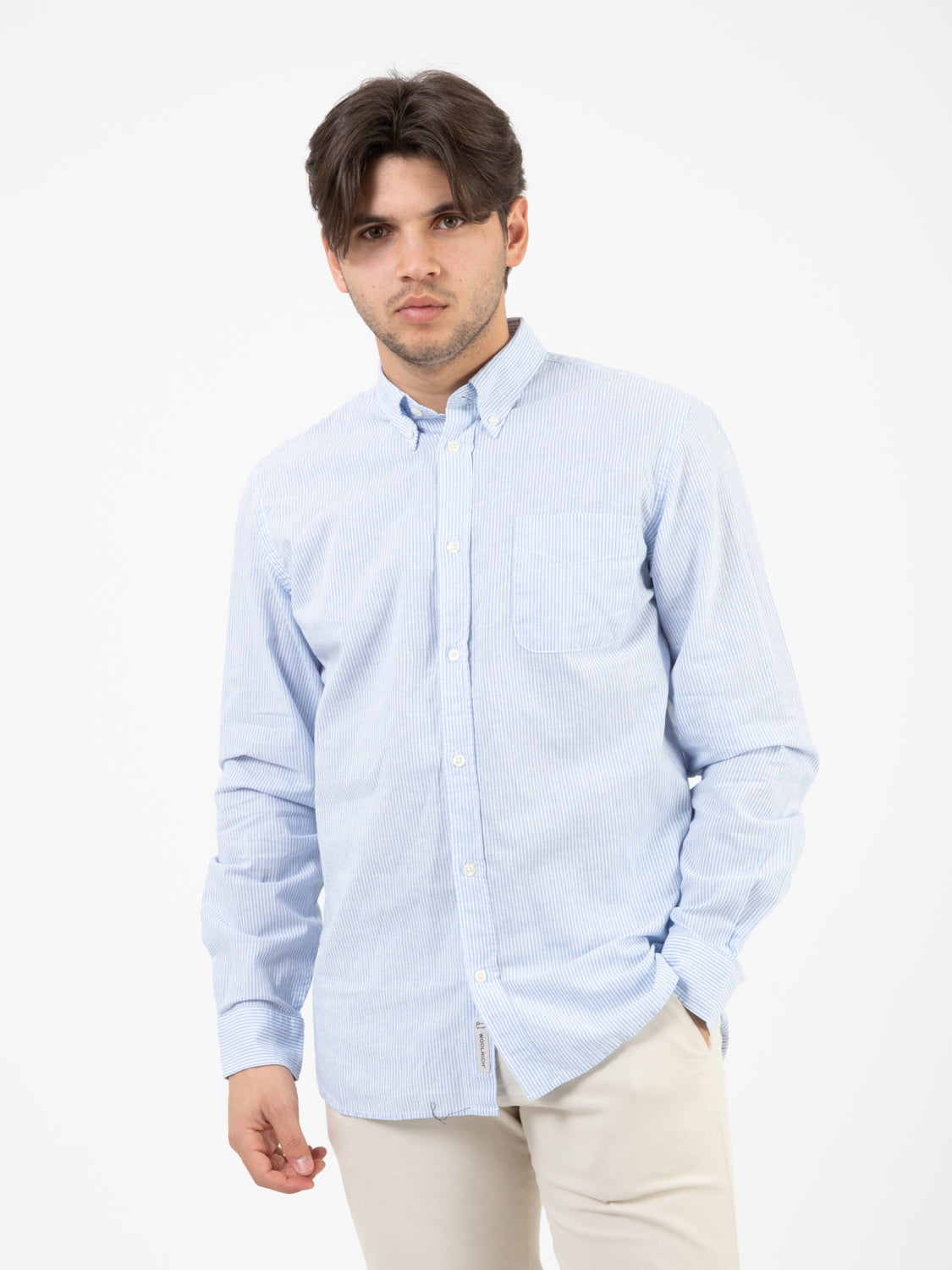 Camicia in misto lino summer sky stripe