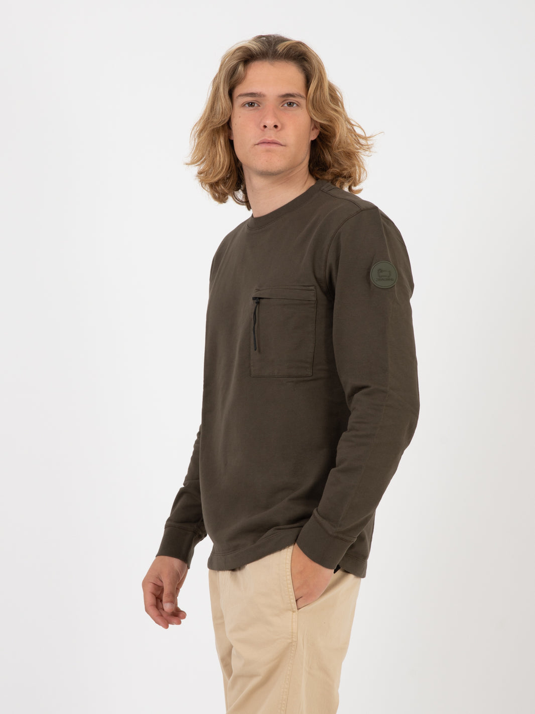 Felpa girocollo in cotone dark green