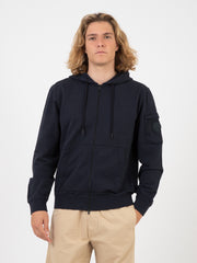 WOOLRICH - Felpa in cotone con zip melton blue