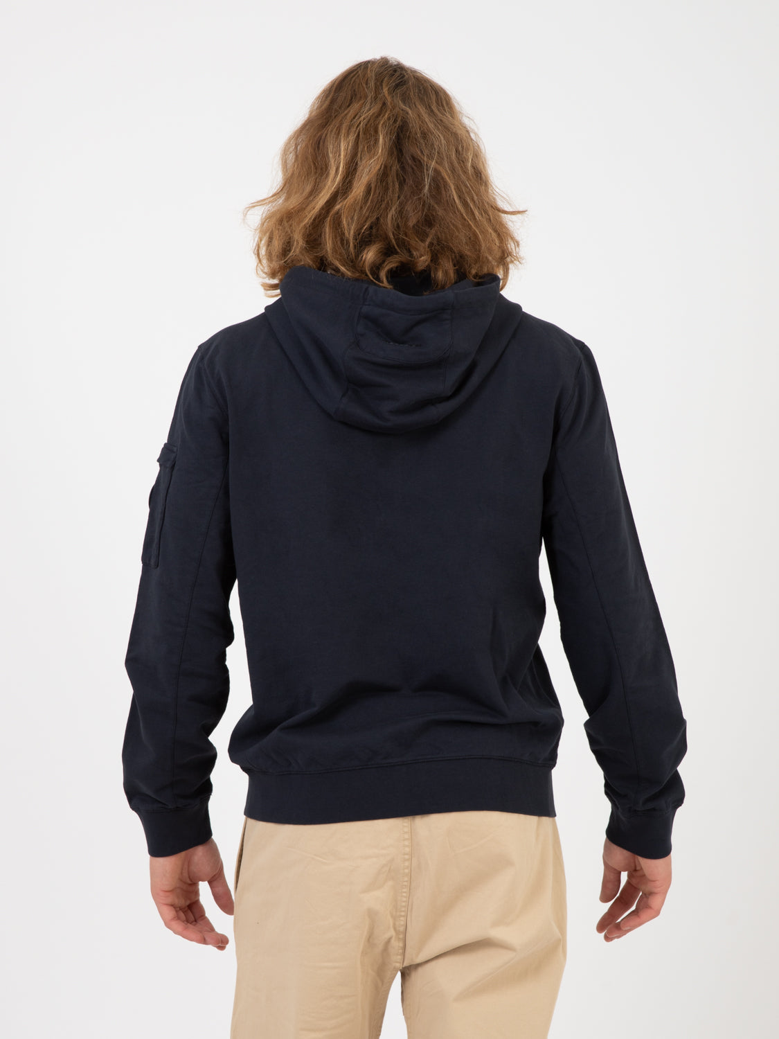 Felpa in cotone con zip melton blue