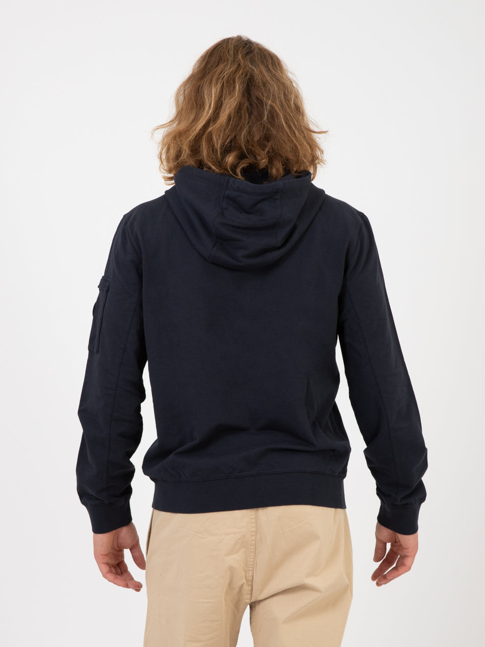 Felpa in cotone con zip melton blue