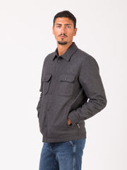 WOOLRICH - Giacca camicia trapuntata Alaskan wool charcoal melange