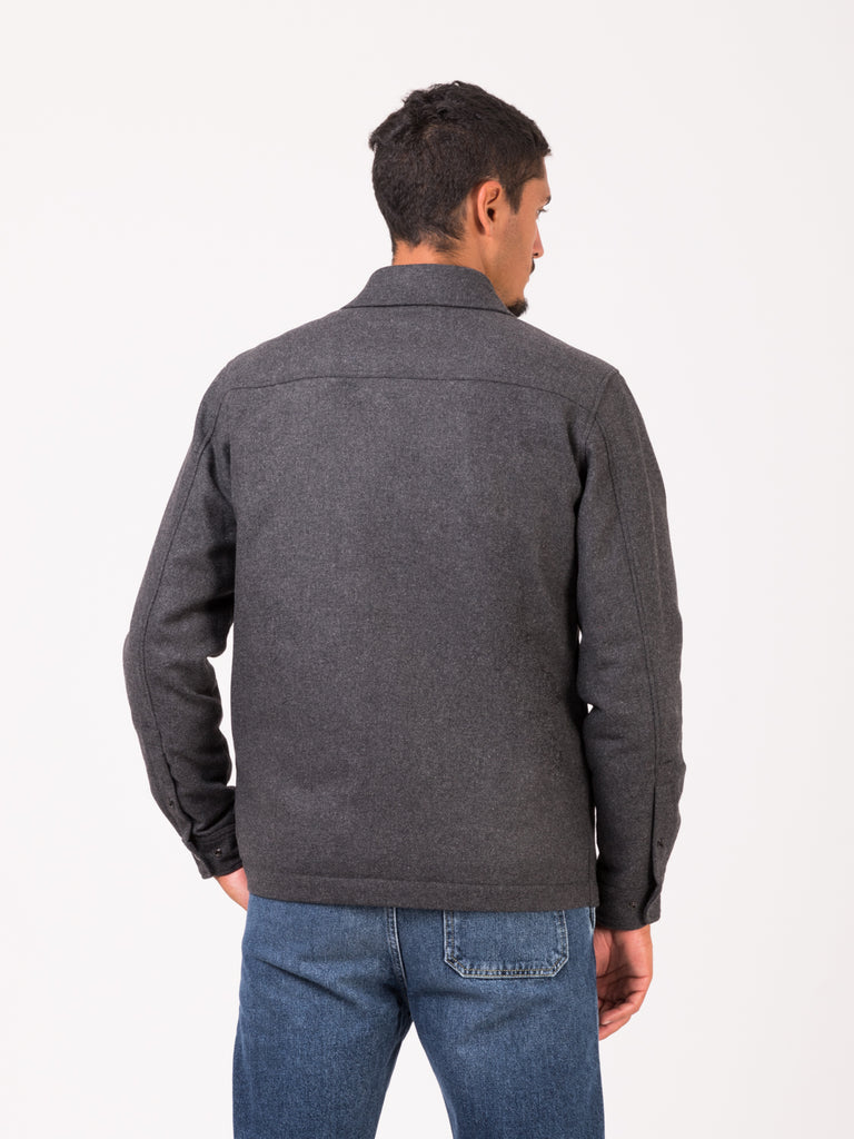 WOOLRICH - Giacca camicia trapuntata Alaskan wool charcoal melange