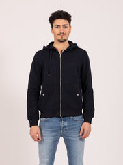WOOLRICH - Luxury full zip hoodie melton blue