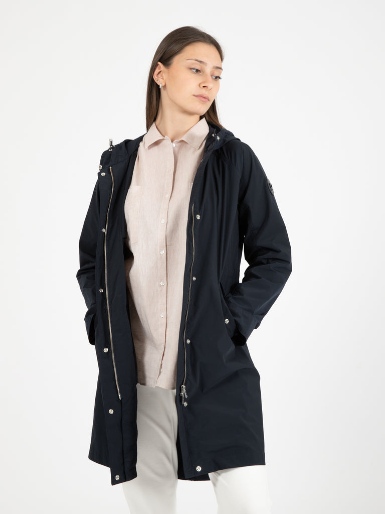 WOOLRICH - Parka lungo estivo melton blue