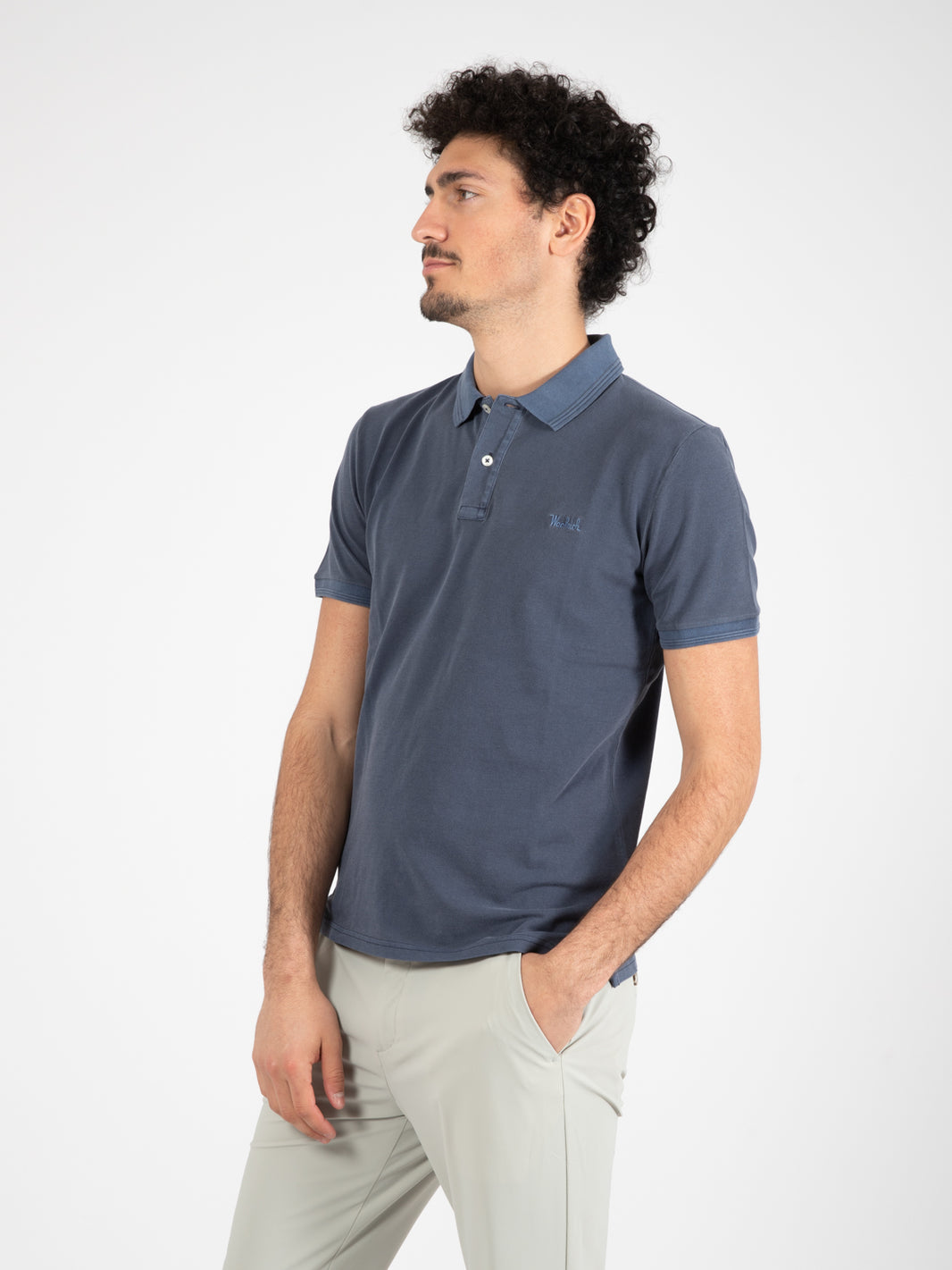 Polo Mackinack in pichet di cotone melton blue