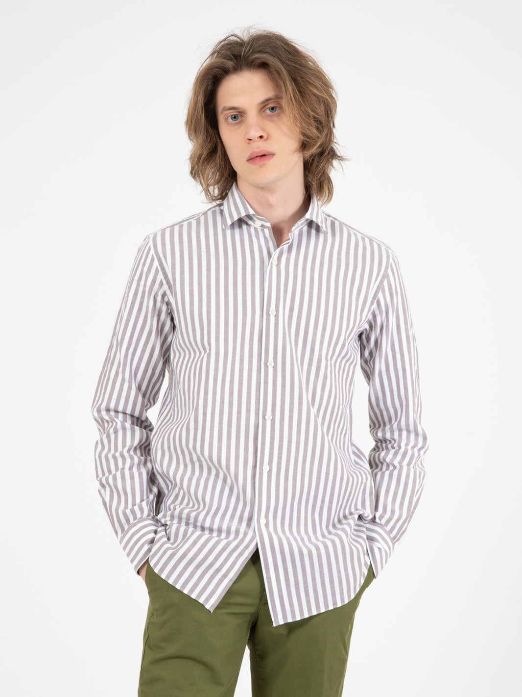 White/brown striped shirt