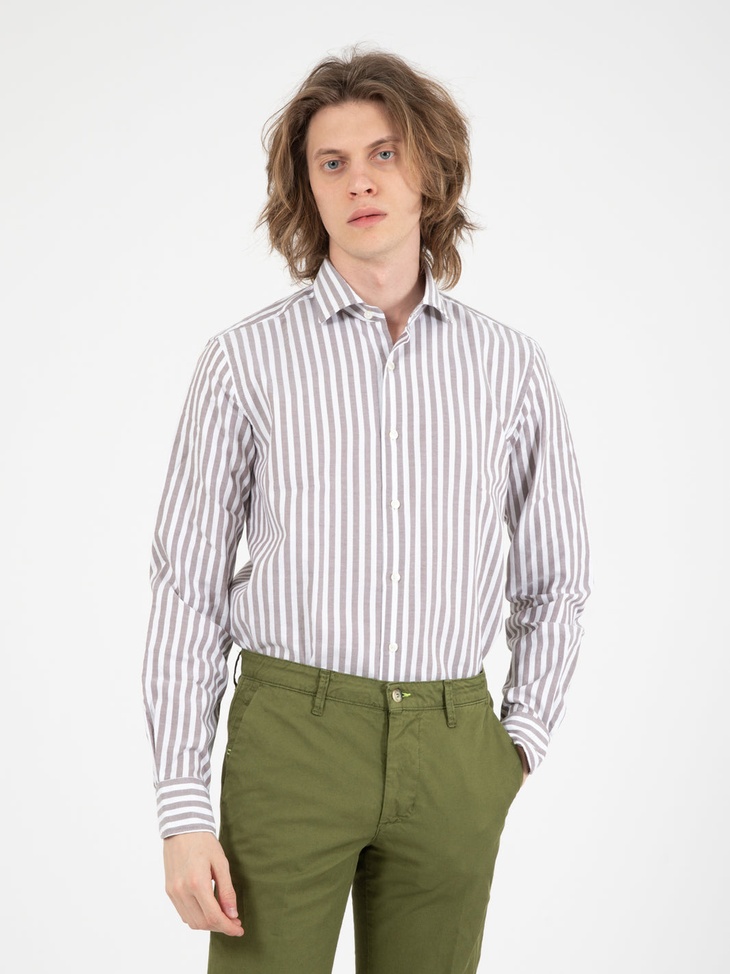 White/brown striped shirt