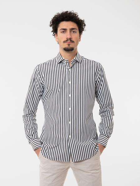 Camicia active tailor fit bianca / marrone