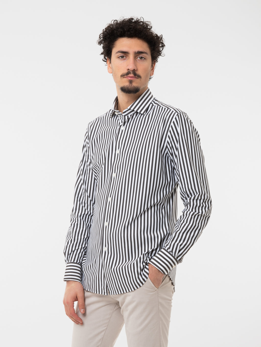 Camicia active tailor fit bianca / marrone