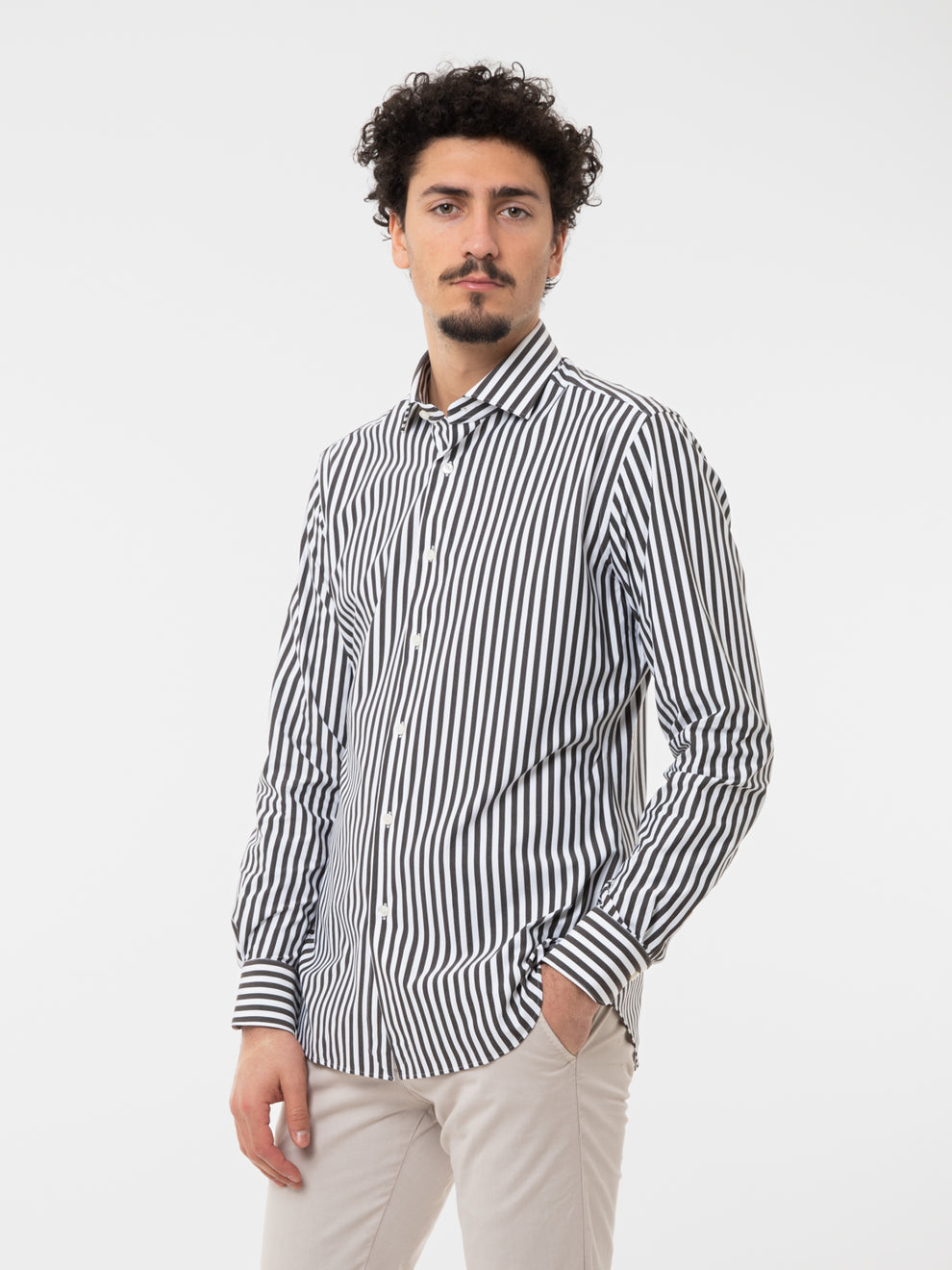 Camicia active tailor fit bianca / marrone