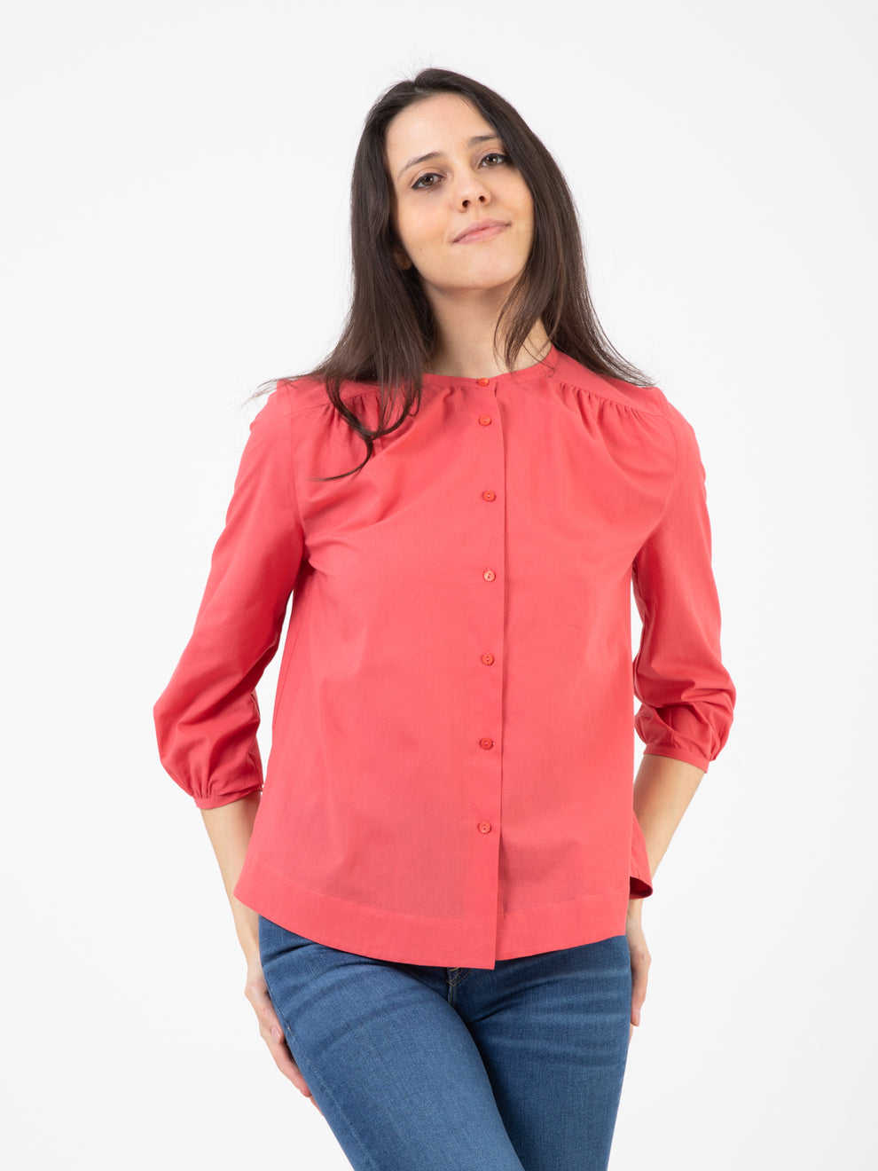 Camicia Bea mussola ciliegia