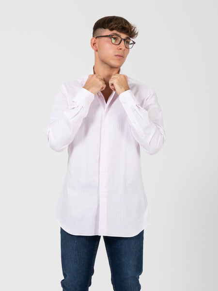 Camicia classic righe fine bianco / rosa