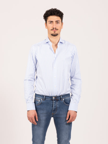 Camicia classic righe larghe bianco / azzurro