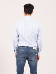 XACUS - Camicia classic righe larghe bianco / azzurro