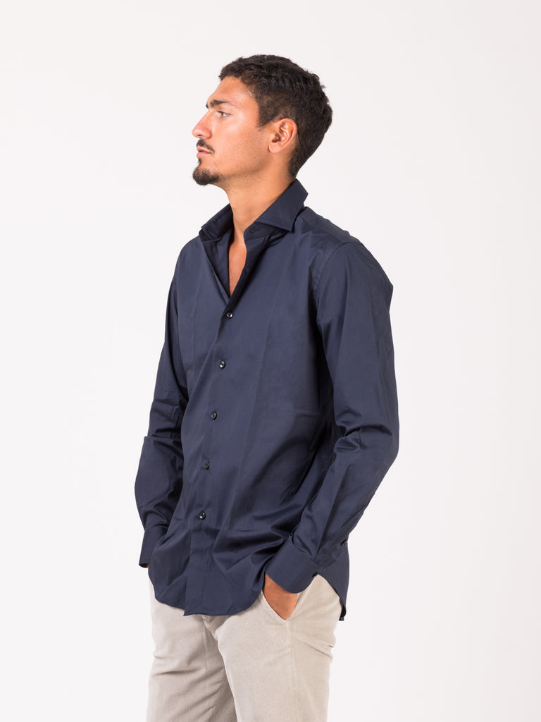 XACUS - Camicia classic stretch fabric tailored blu