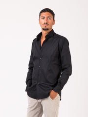 XACUS - Camicia classic stretch fabric tailored nera