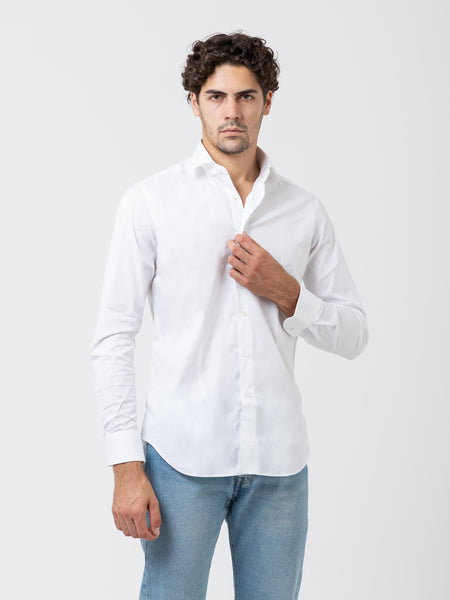 Camicia classic stretch fabric tailored bianca