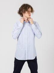 XACUS - Camicia classica button-down righe fine bianco / blu