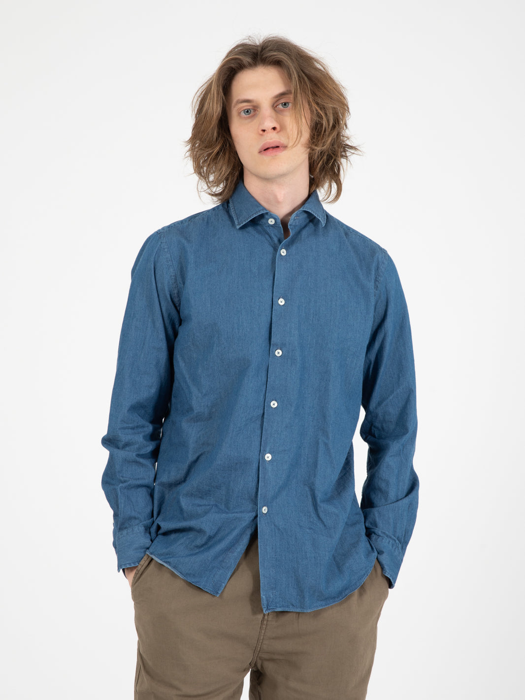 Blue denim effect shirt